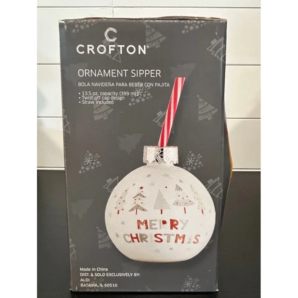 Lot of 2- Crofton Ornament Sipper 13.5oz with straw NEW‎